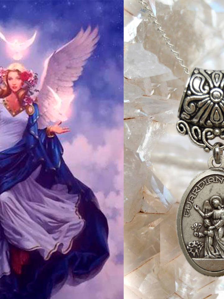 Colar com pingente de anjo da guarda, joias religiosas cristãs católicas, pingente, anjo da guarda por atacado de MariaSantissimaShop