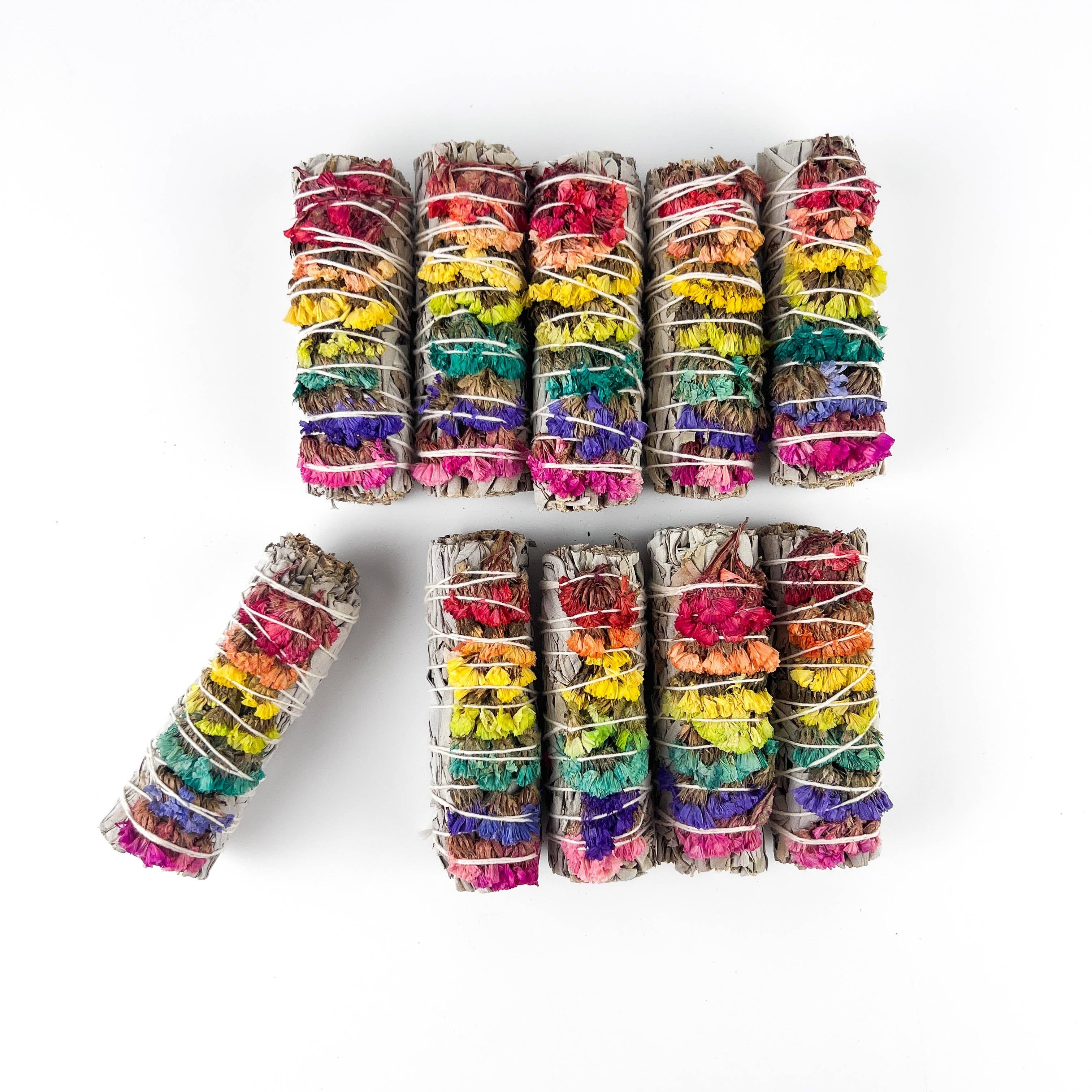 GREENROOTS USA LLC - Wholesale Sage Bundle - 7 Chakra Sinuata Flower White Sage 4" Organic Grown In Cali20