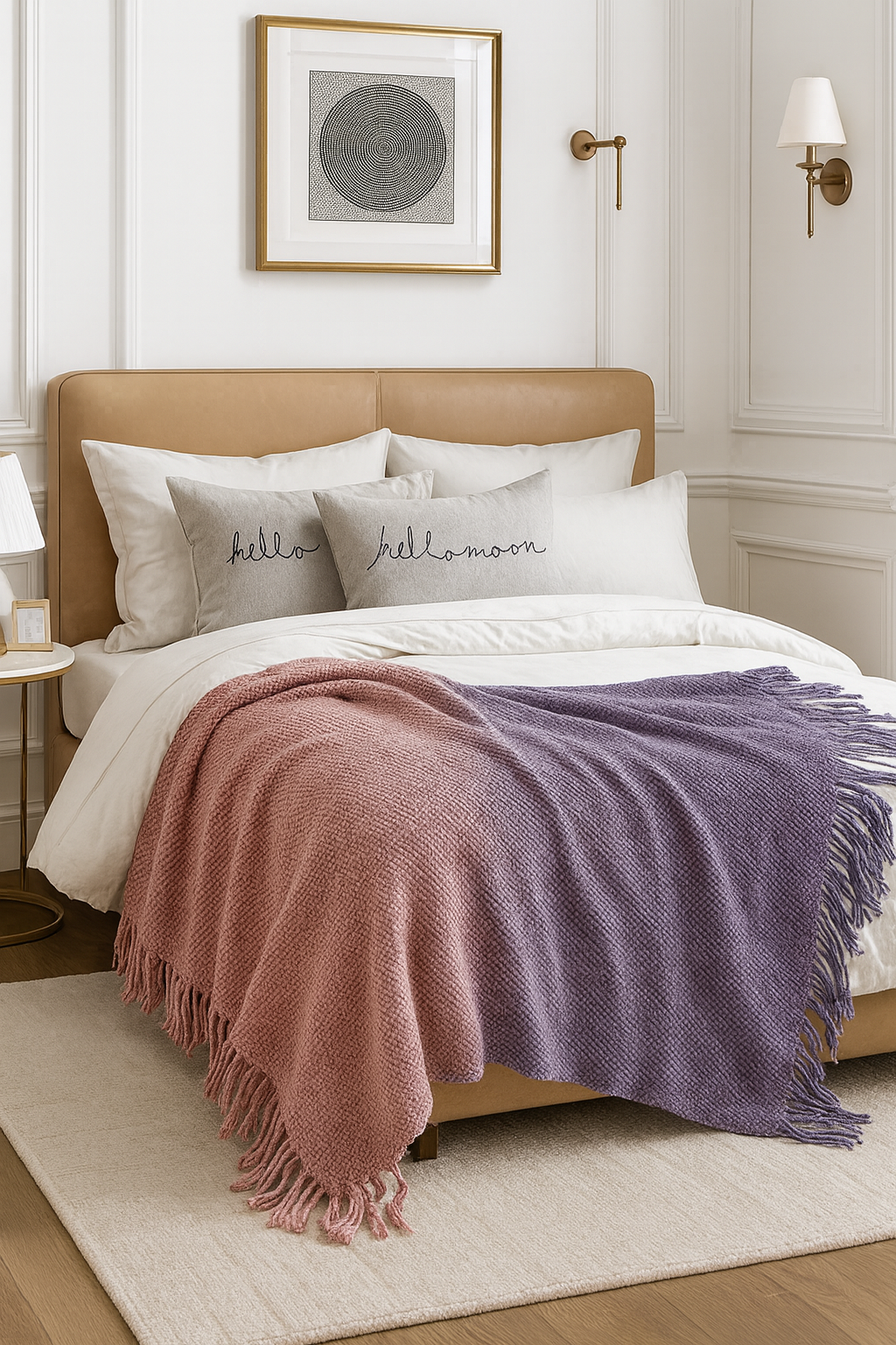 Fennco Styles - Vendita all'ingrosso Plaid - Coperta a Righe Testurizzata con Gradiente Viola Ombre - 50"W x 60"L1