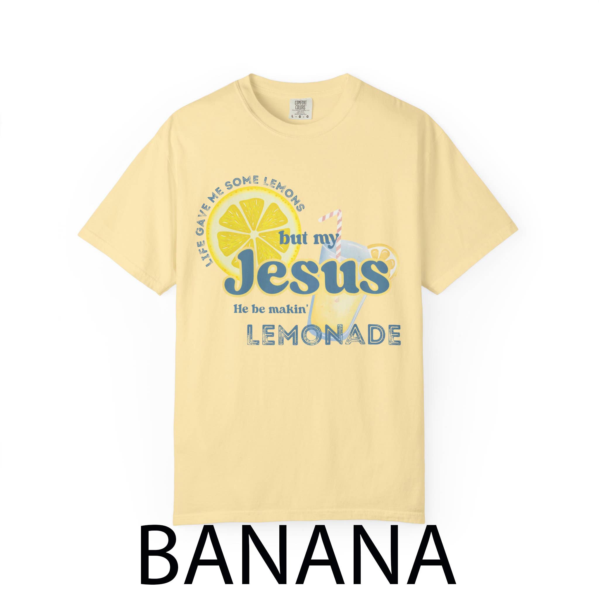 Glaime – Großhandel T-Shirt mit Siebdruck – Damen – Comfort Colors Das Leben gab mir ein paar Zitronen Christliches Shirt2