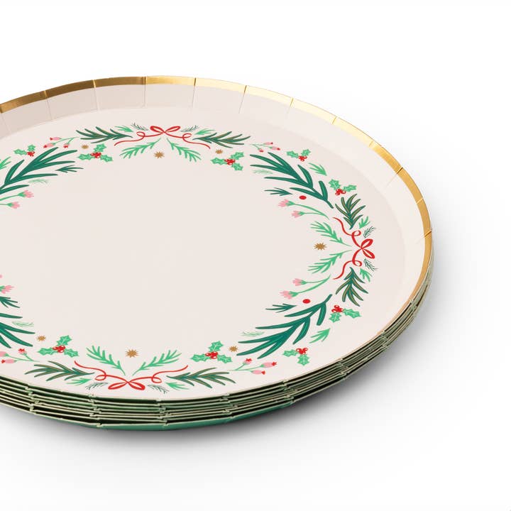 Bonjour Fête - Wholesale Disposable plate - CHRISTMAS WREATH DESSERT PLATES1
