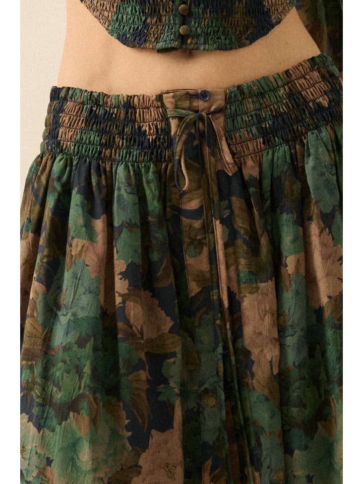 Promesa USA - Wholesale Skirt - Women's - Floral-Print Drawstring Button-Front Maxi Skirt19