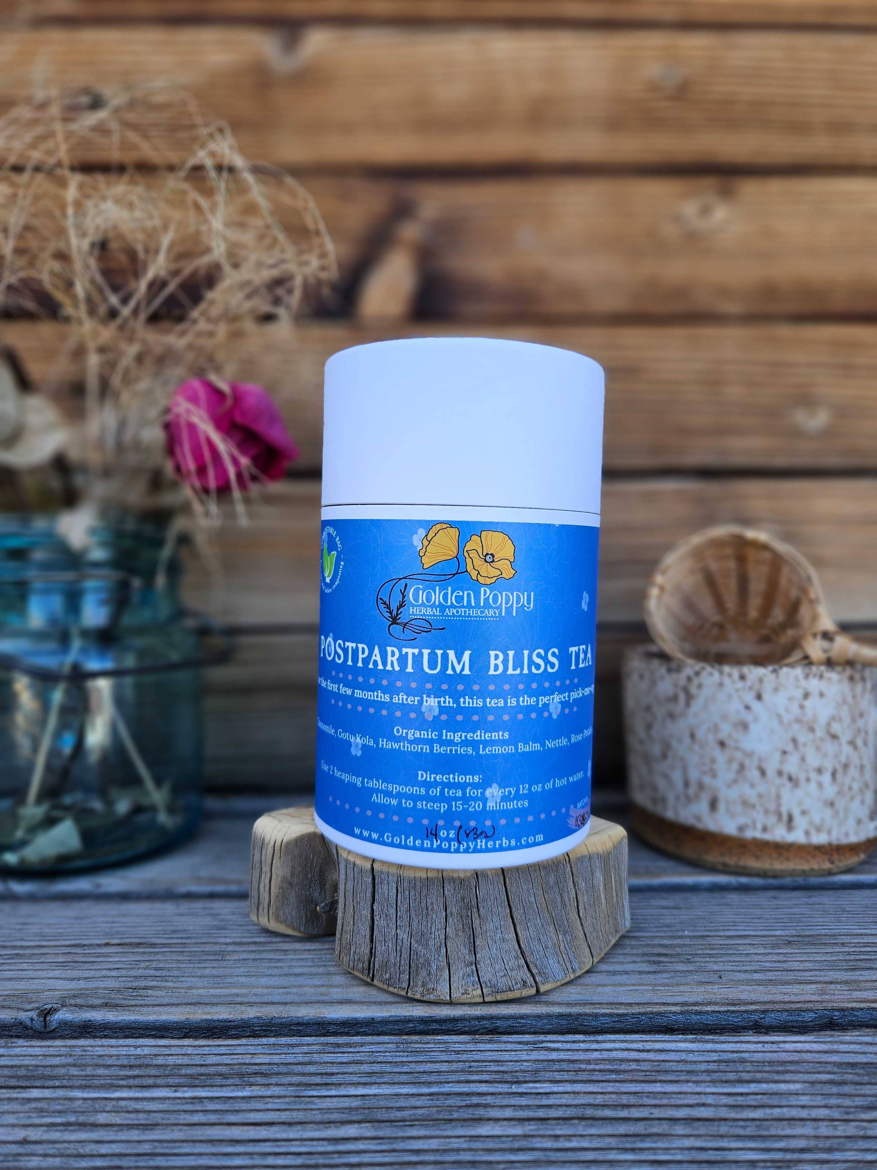 Golden Poppy Herbal Apothecary - Wholesale Nursing Tea - Maternity - Postpartum Bliss Tea, 14 oz Tube (103g)3