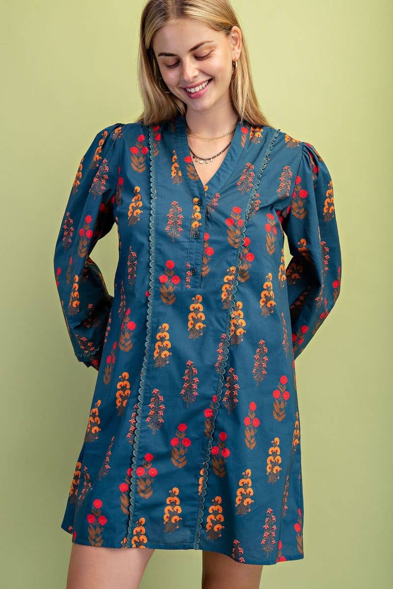 Vanilla Monkey – Vestido - Mulher por atacado – Vestido Mini com Estampa Floral e Meio Abotoamento4