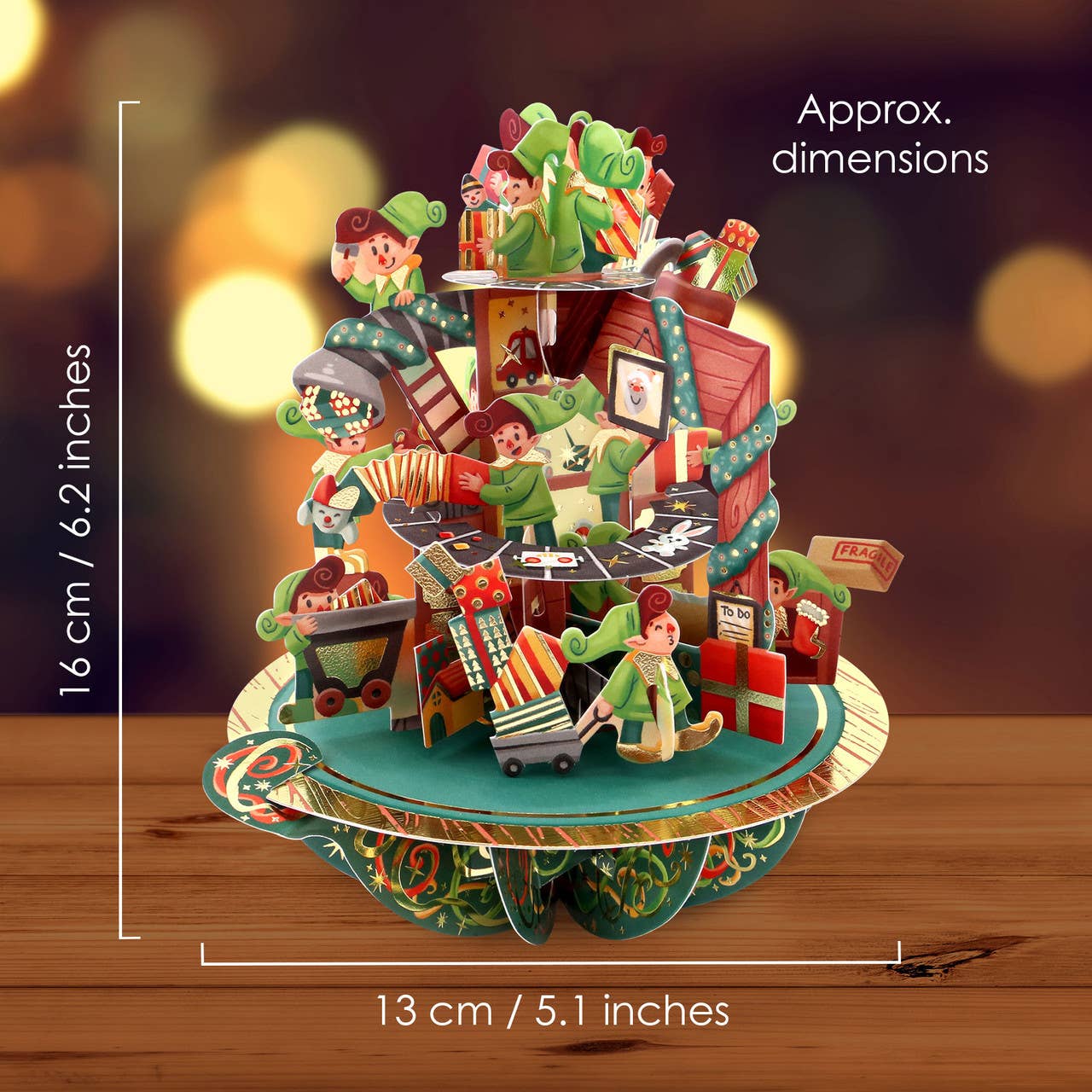 Santoro London - Wholesale Christmas Card - XPS095 - Pirouettes Card - Santa's Workshop6