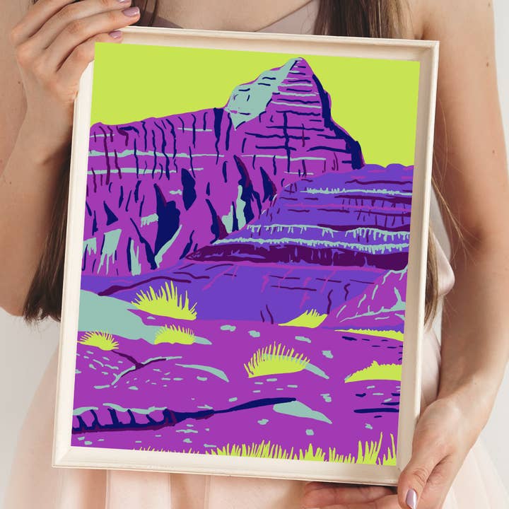Badlands National Park Art Print - South Dakota Landscape for wholesale by Cacti Rebel