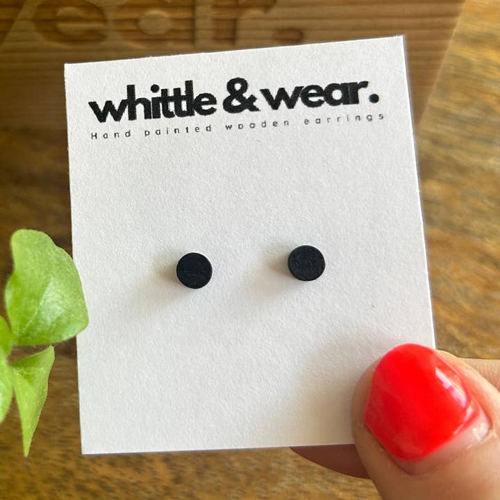 Mini rund stud. Svart för wholesale av Whittle and Wear