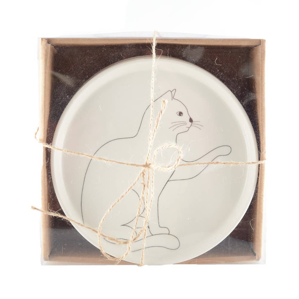 AULICA – Prato por atacado – Conjunto com 4 pratos de sobremesa com gatos preto e branco3