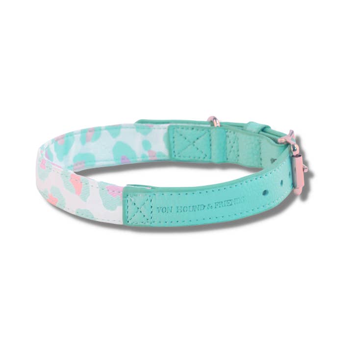 Blue Crush Leather Pet Collar for wholesale by Von Hound And Friends