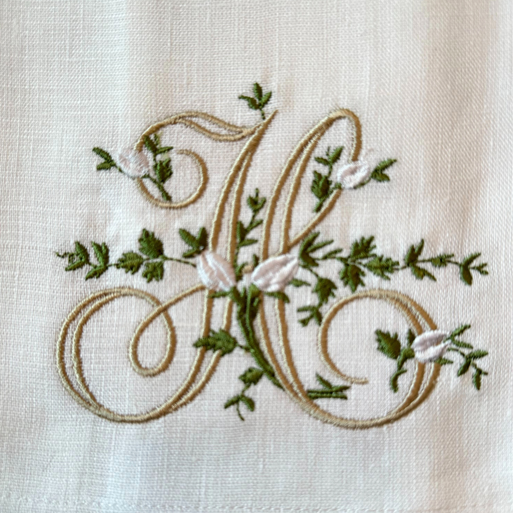 Arte Italica & Crown Linen Designs – Großhandel Geschirrtücher – Florales Monogramm-Handtuch - Neu7