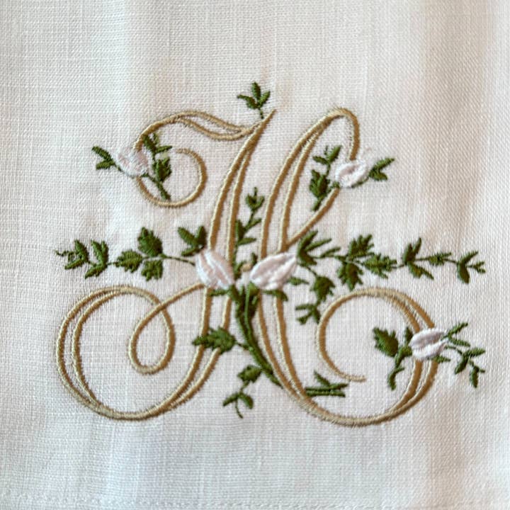 Arte Italica & Crown Linen Designs - Wholesale Tea Towel - Floral Monogram Towel - New7