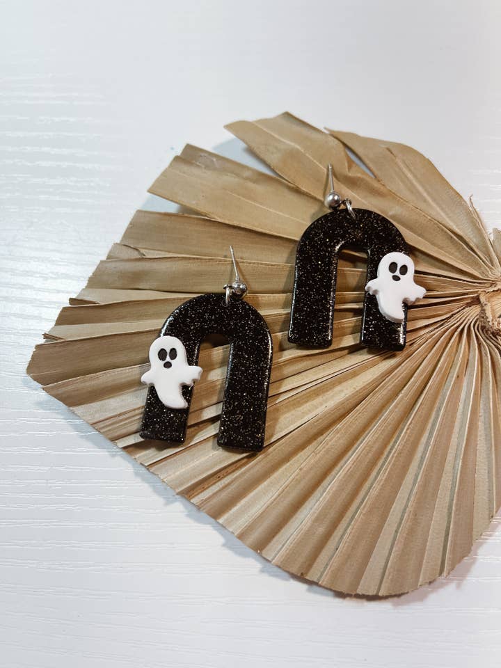 Midnight Ghost Arches | Handmade Polymer Clay Earrings for wholesale by LivCreated