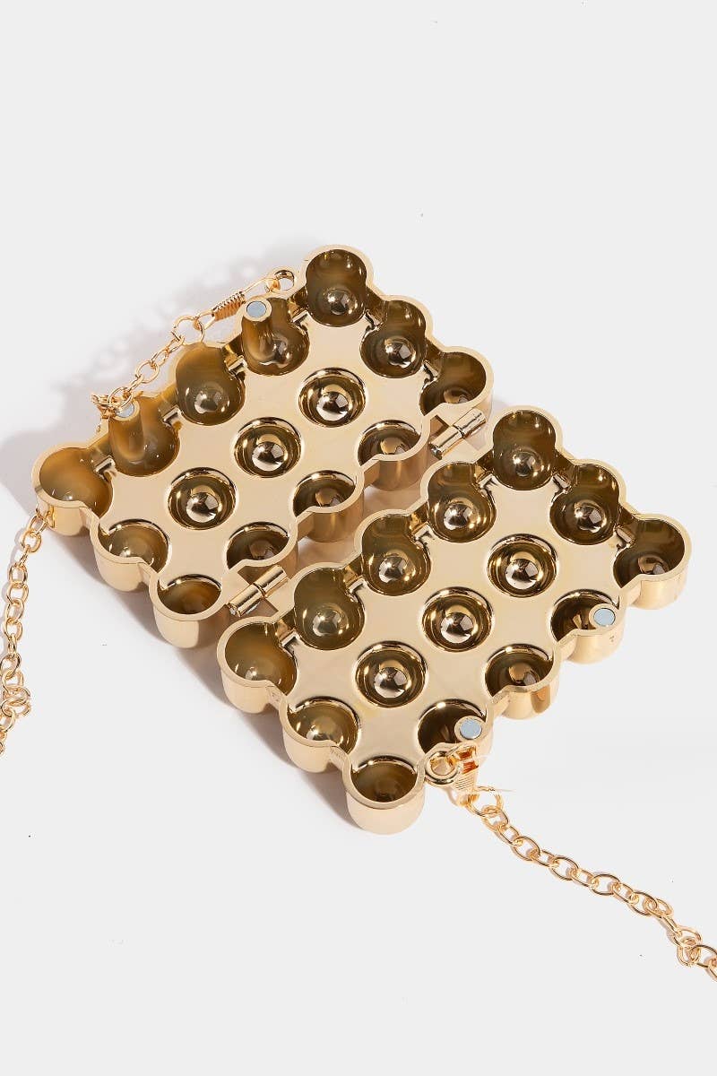 Collections by Fame Accessories - Wholesale Clutch Bag - Women's - Metallic Bubble Rectangular Clutch Coin Purse4