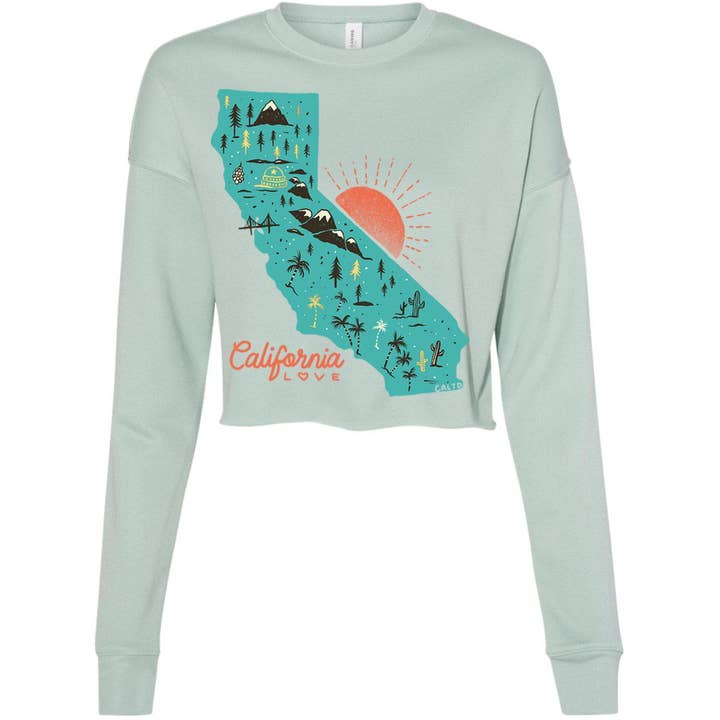Mapa California Love Cropped Sweater por atacado de State Bliss