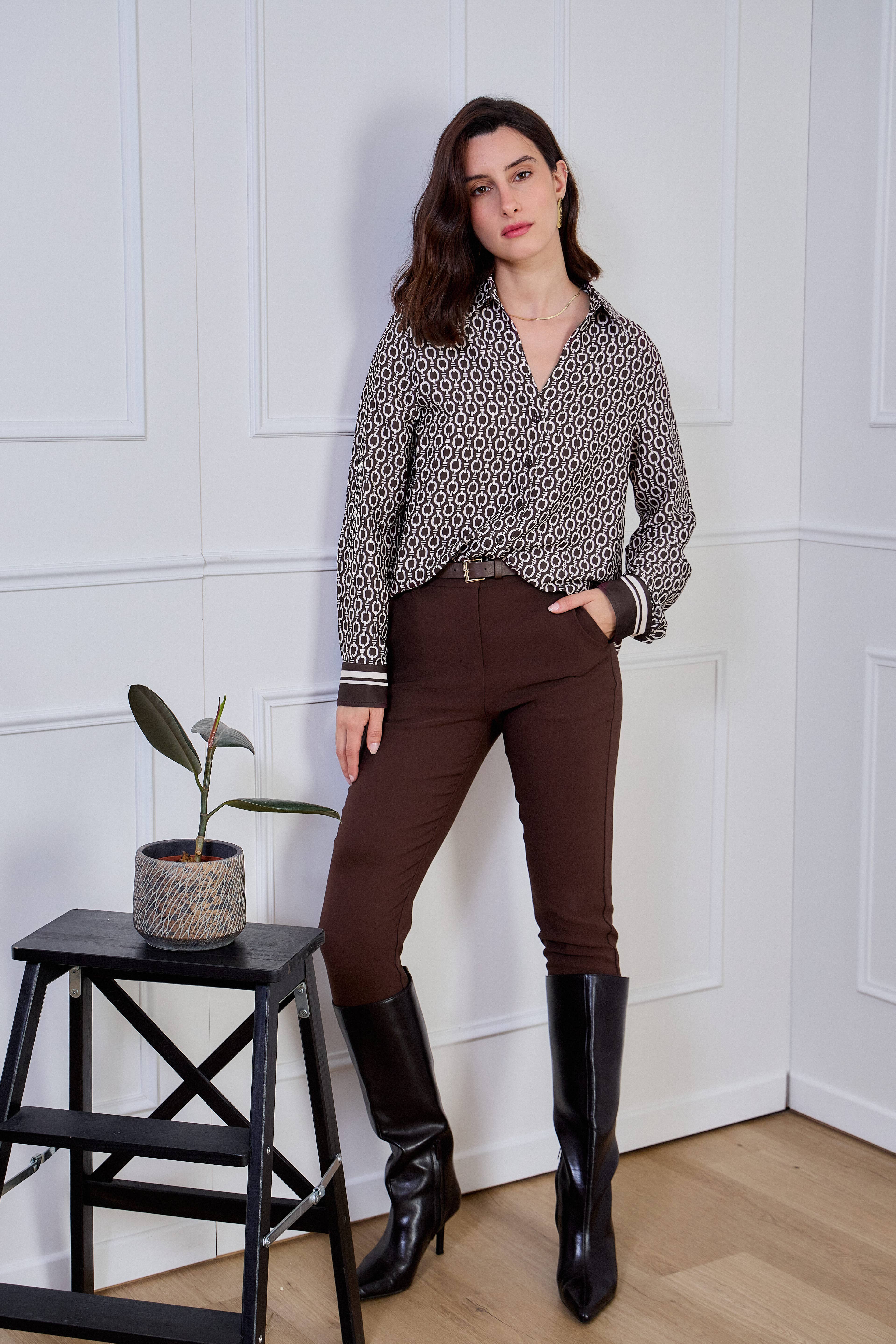 LULUMARY - Wholesale Overhemd met knopen - Dames - Kettingprint overhemd CH352A9