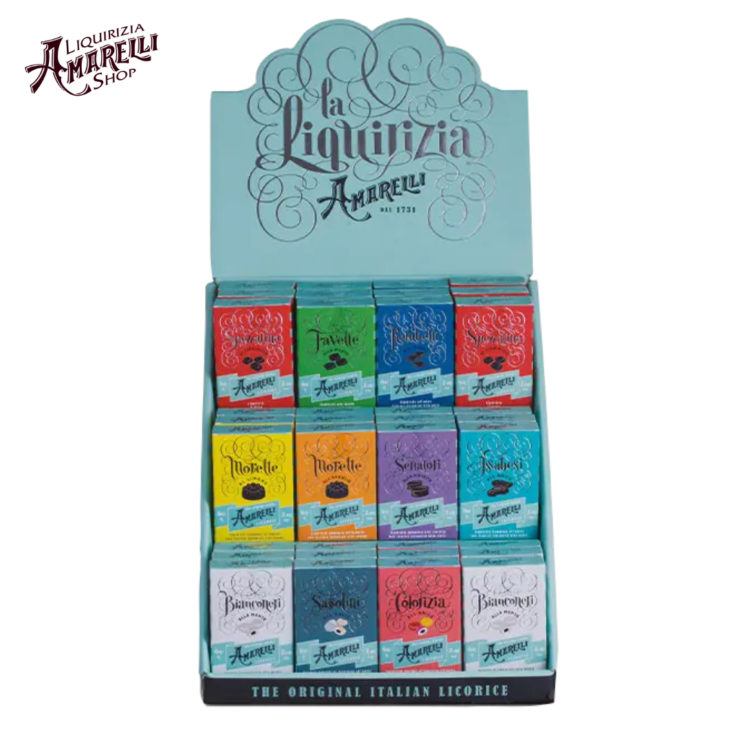 Casacella Foods - Wholesale Licorice - Amarelli Assorted Licorice  Display 60gr x Unit - 36 Boxes 1