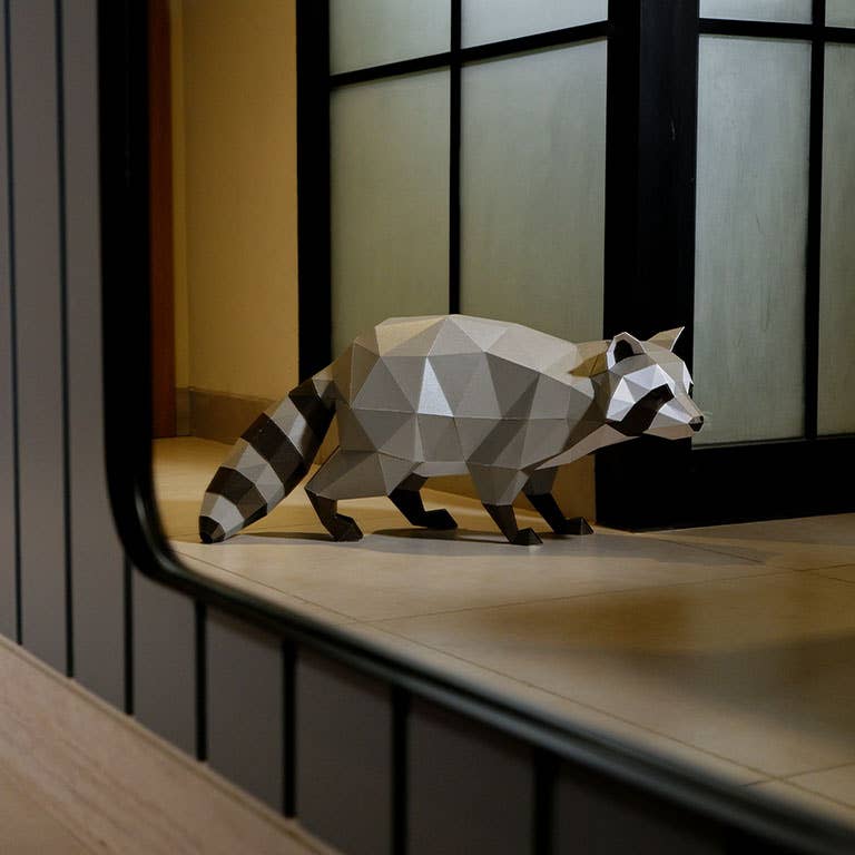PAPERCRAFT WORLD – Kit de artesanato DIY por atacado – Raccoon Modelo 3D PaperCraft Origami7