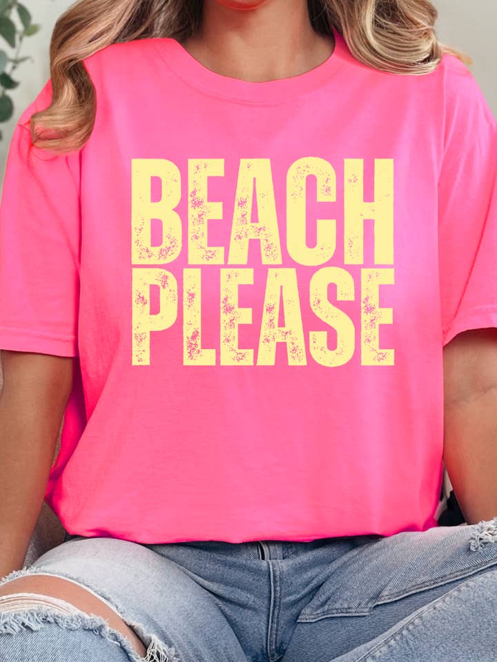 Kiki's Boutique - Wholesale Screen Printed T-Shirt - Women's - Beach Please Comfort Color Tee