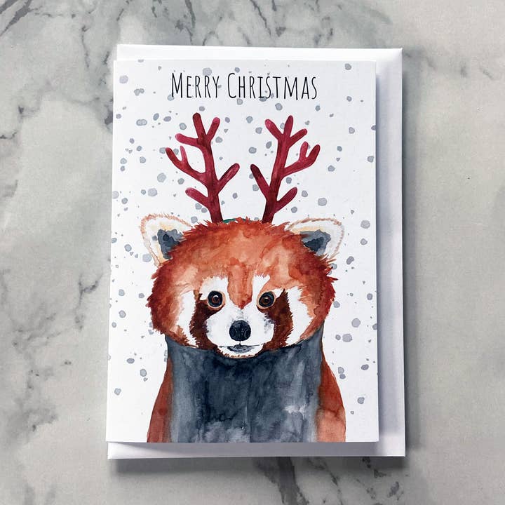 Cartão de Natal de Panda Vermelho por atacado de Pippa & Paper
