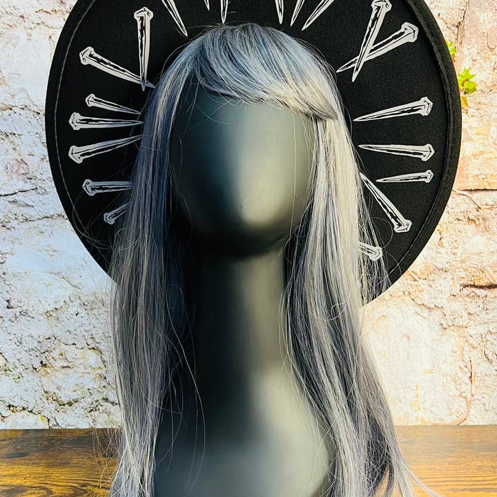 Witchwood Bags - Wholesale Fedora - Women's - Vegan Felt Wide Brim Hat - Flat Top XL Brim - "Coffin Nails"