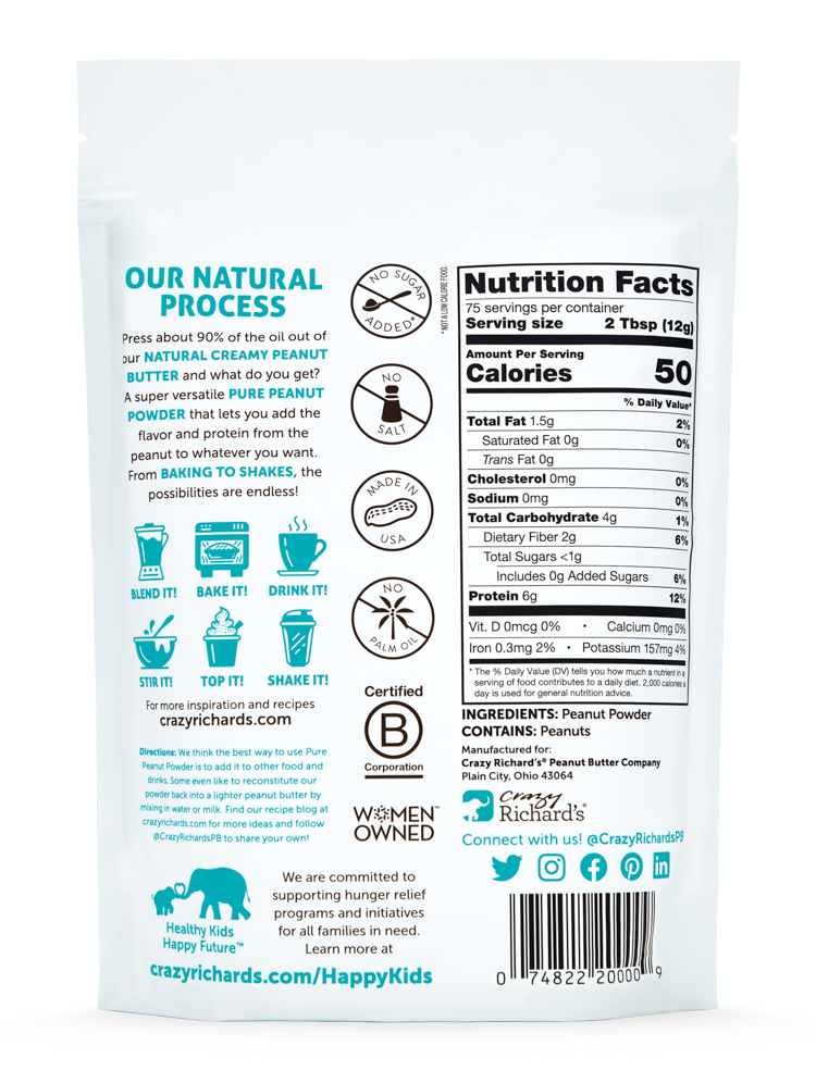 Crazy Richard's - Wholesale Protein/Superfood Powder - Pure Natural Peanut Powder Bag1