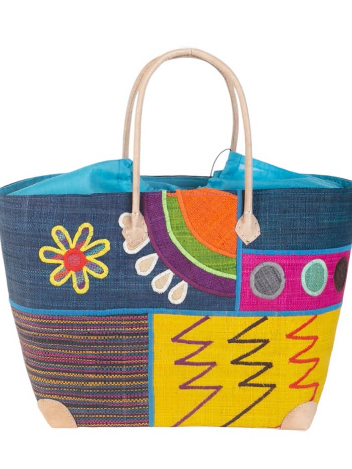 NATURAL RAFFIA BASKET AFRICA PRINT for wholesale by Kbas