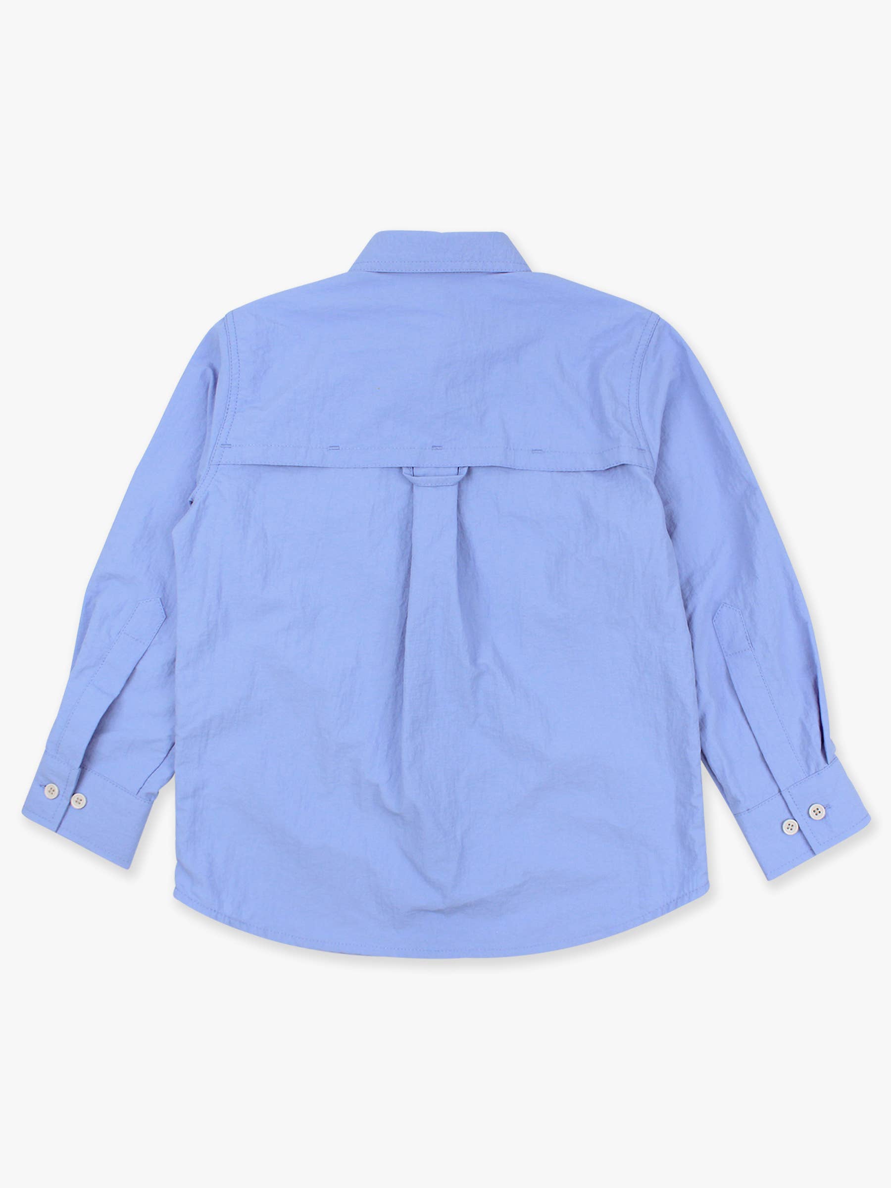 Azul Camisa de pesca azul bígaro para niños con protección solar y botones. de venta al por mayor en Faire7