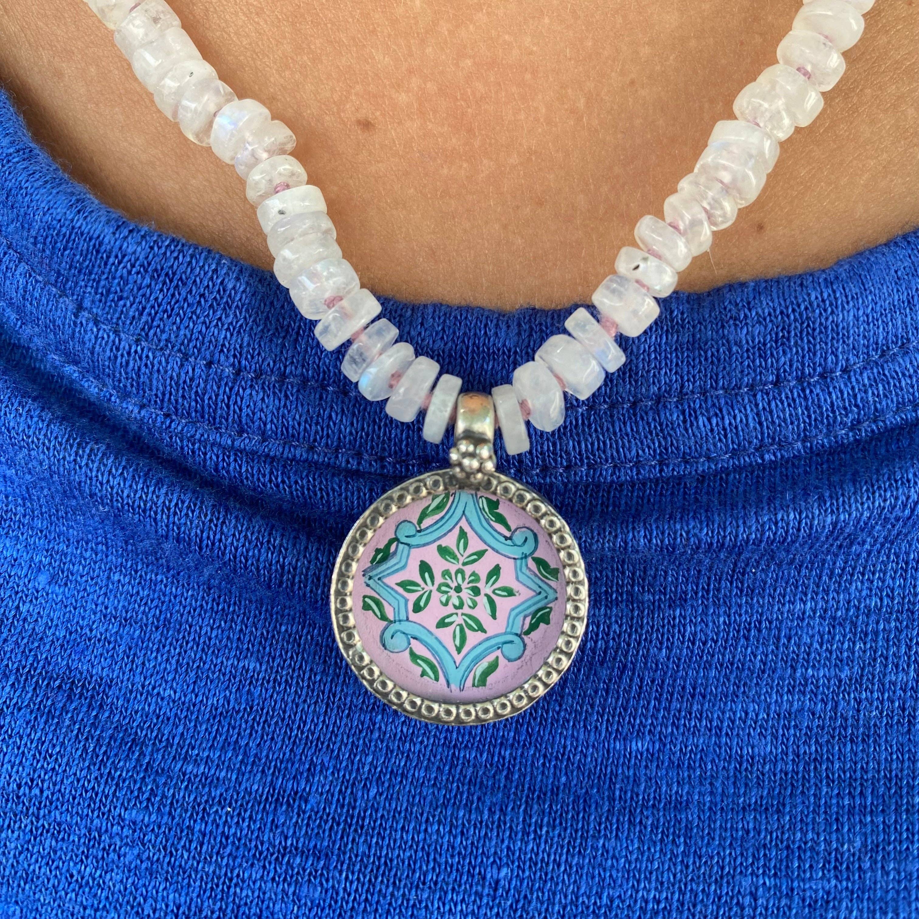 Jen Stock Mindful Designs - Wholesale Pendant/Charm Necklace - Block Print Beaded Necklaces46