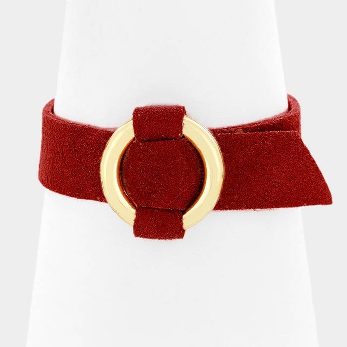 Sensibling Corp. - Wholesale Bangle Bracelet - Metal hoop buckle faux suede bracelet