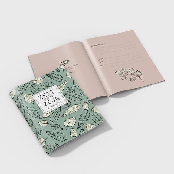 Rotberta - Wholesale Gift Tag - Voucher booklet time instead of stuff, light green2