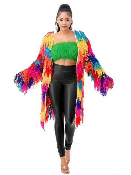 Fringe Open-Front Cardigan for wholesale by J2 FASHION