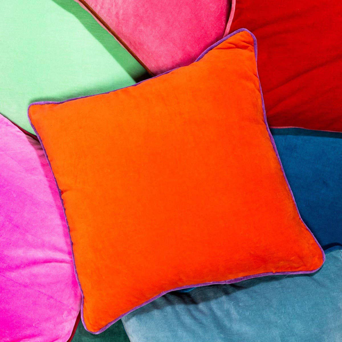 Furbish Studio - Wholesale Throw/Decorative Pillow - Charliss Velvet Pillow - Orange + Lilac - Case Only4