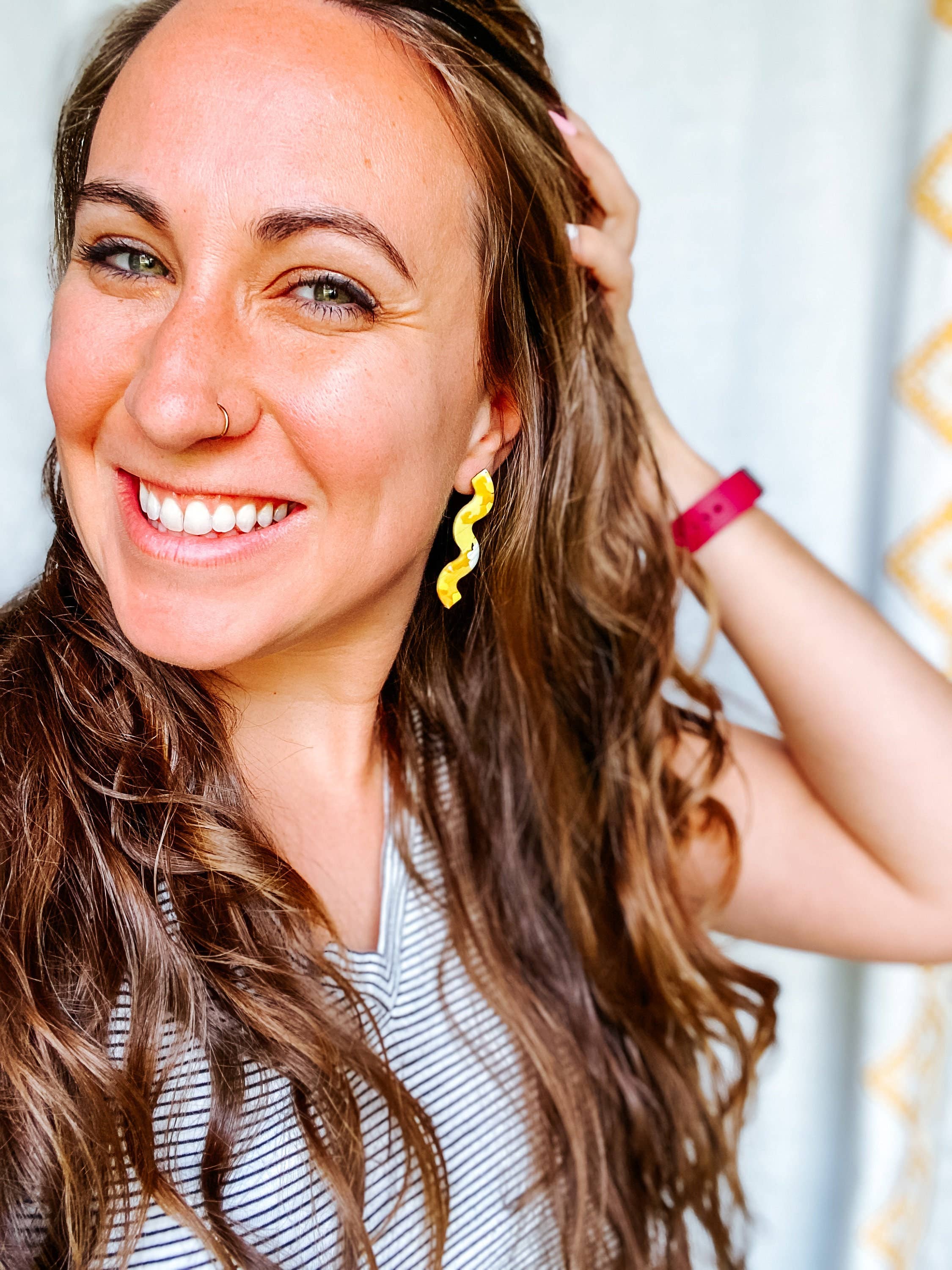 Lauren Likes Art - Wholesale Dangle Earrings - Sunshine Yellow Squiggle Earrings, Squiggly Earring, Handmad7