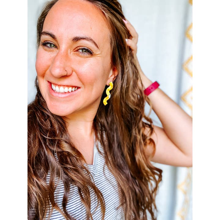 Lauren Likes Art - Wholesale Dangle Earrings - Sunshine Yellow Squiggle Earrings, Squiggly Earring, Handmad7