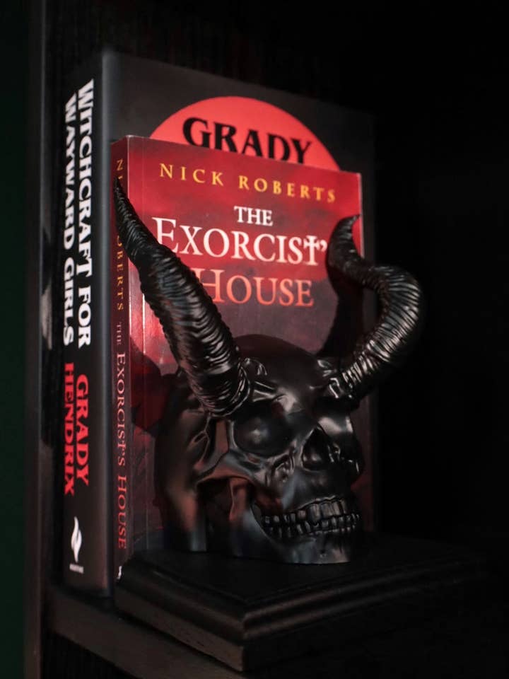 Horned Skull Bookends for wholesale by Mayhem Made Ltd