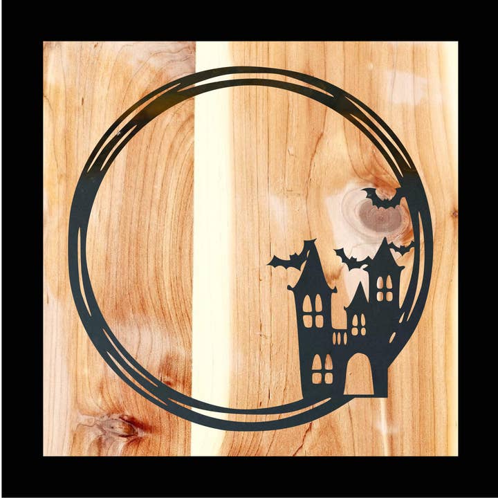 Hemsökta fladdermöss Halloween dekor metallskylt för wholesale av Designed With Sparks