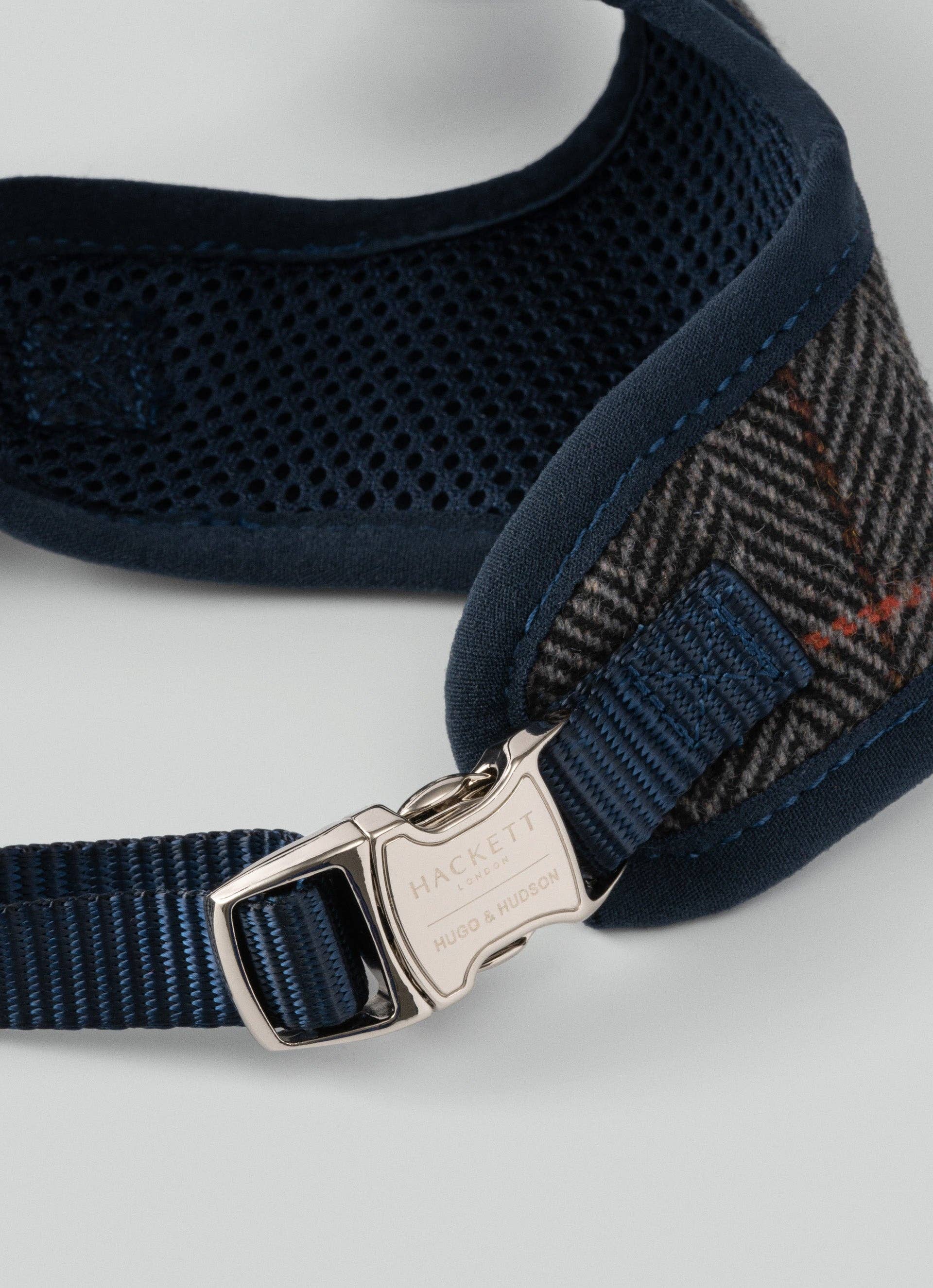 Hugo & Hudson – wholesale Pet harness – Dog – Hackett x Hugo Hudson Grey Checked Tweed Dog Harness3