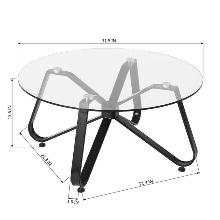 39F Inc. - Wholesale Coffee Table - Round Glass Coffee Table with Metal Legs