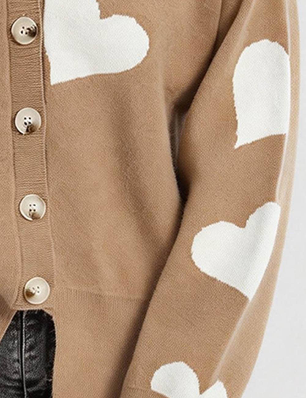 Sweetkama – Cardigan - Mulher por atacado – Cardigan feminino com coração e botões, gola redonda, modelo 236812