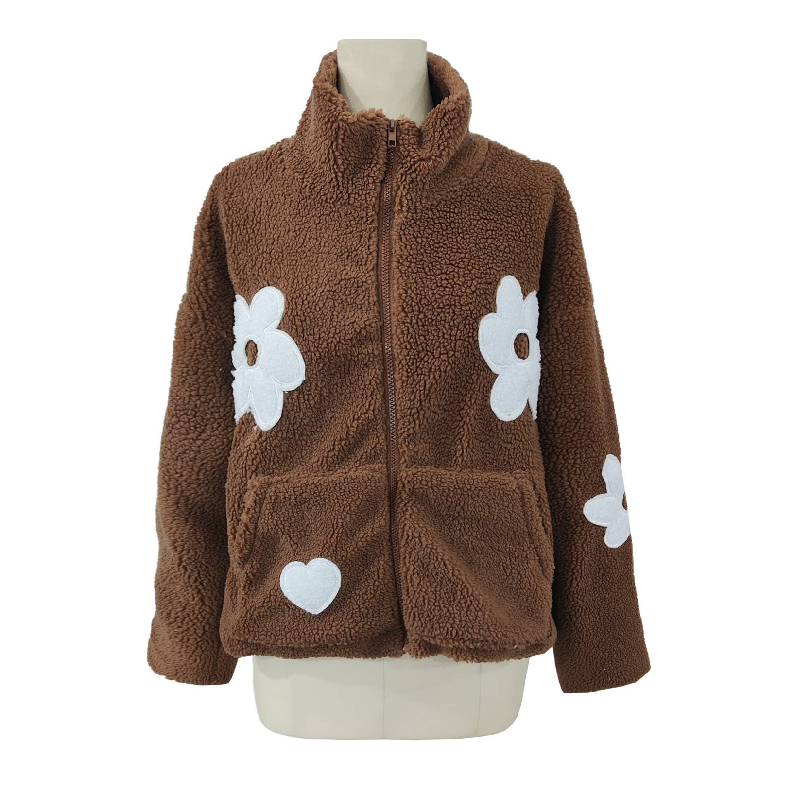 Rosa Clothing - Wholesale Coat - Women's - Fashion Contrasting Floral Slouchy Lambswool Coat2