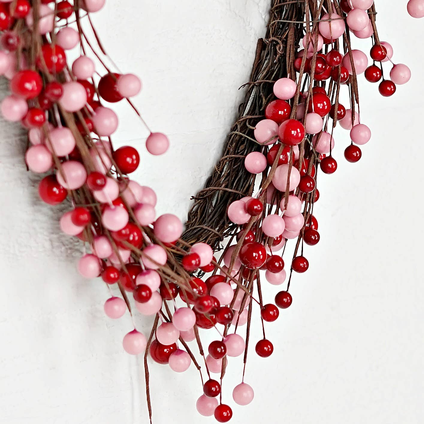 Impressive Enterprises, Inc. - Wholesale Wreath - 31240-12inWx14inL Twig Heart-Red and Pink Berry1