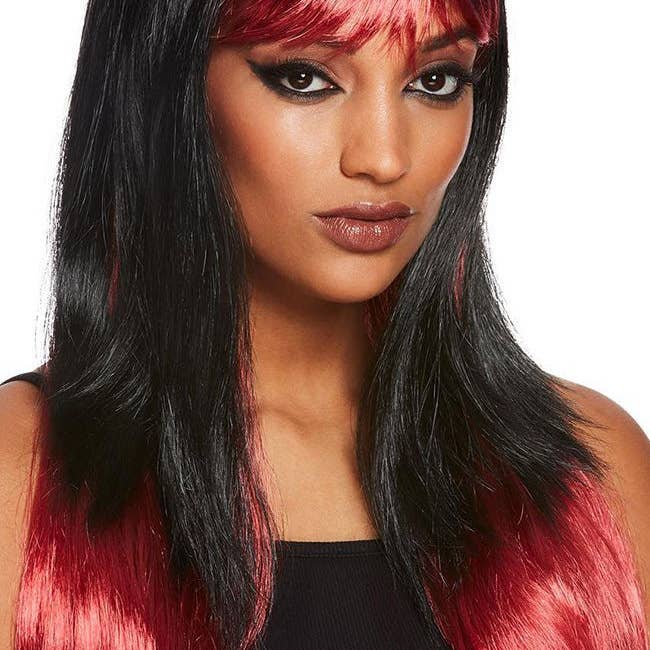 Party Expo, LLC - Wholesale Hair Extensions - Bleeding Dip Dye Wig (Black & Red)