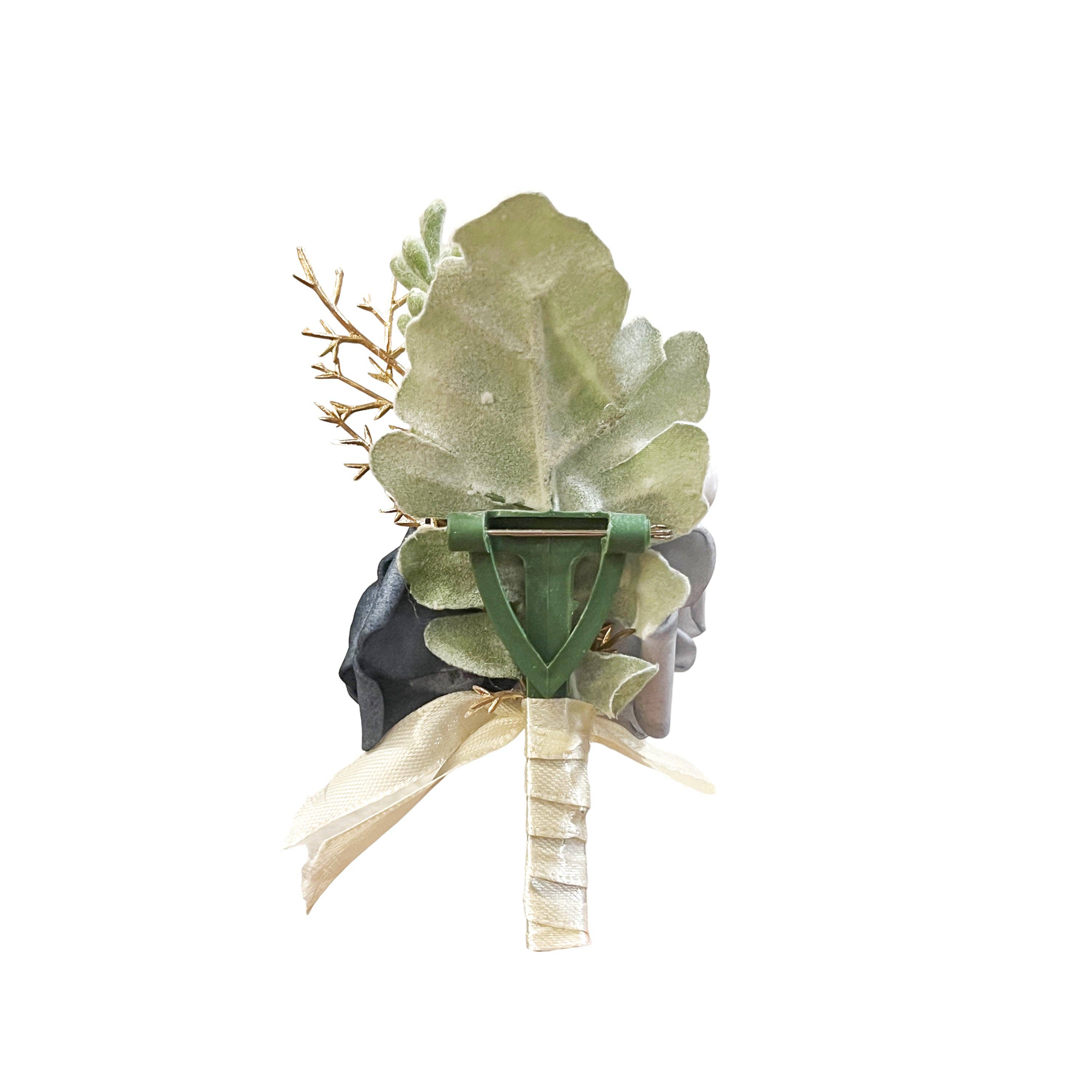 Sun Decorer - Wholesale Artificial Flowers - Artificial Rose Wrist Corsag and Boutonniere in Bluish-Grey Color1