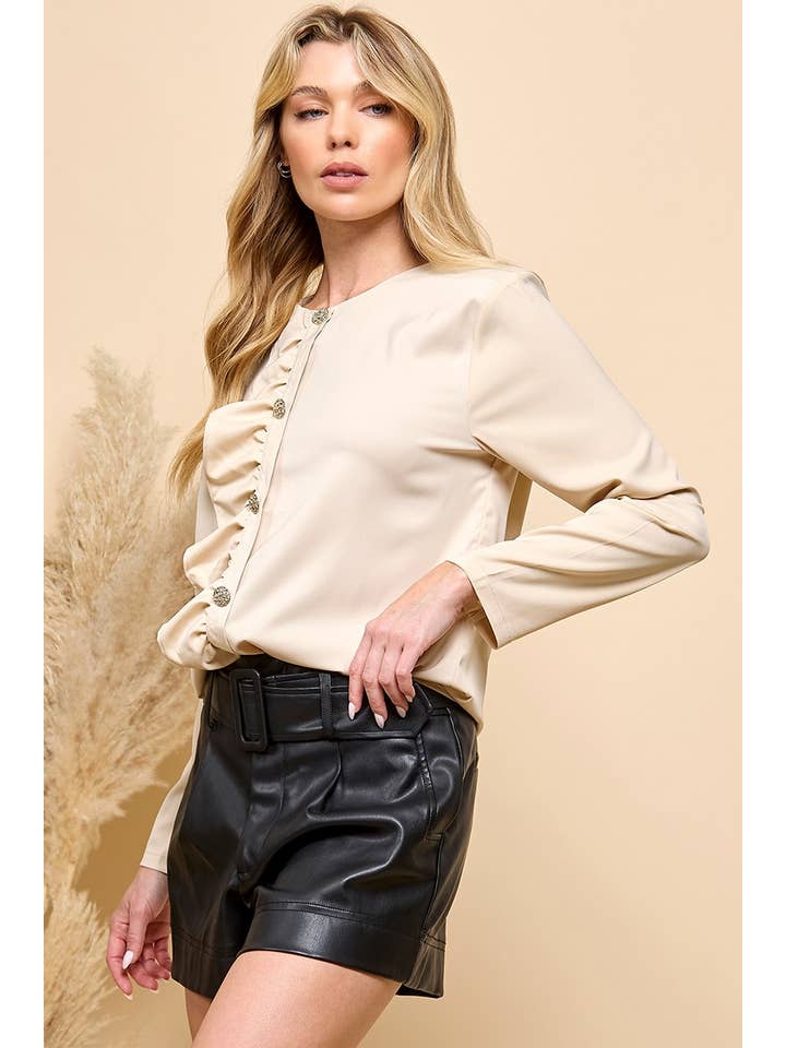 Cezele - Wholesale Blouse - Women's - RUFFLE FRONT BUTTON BLOUSE10