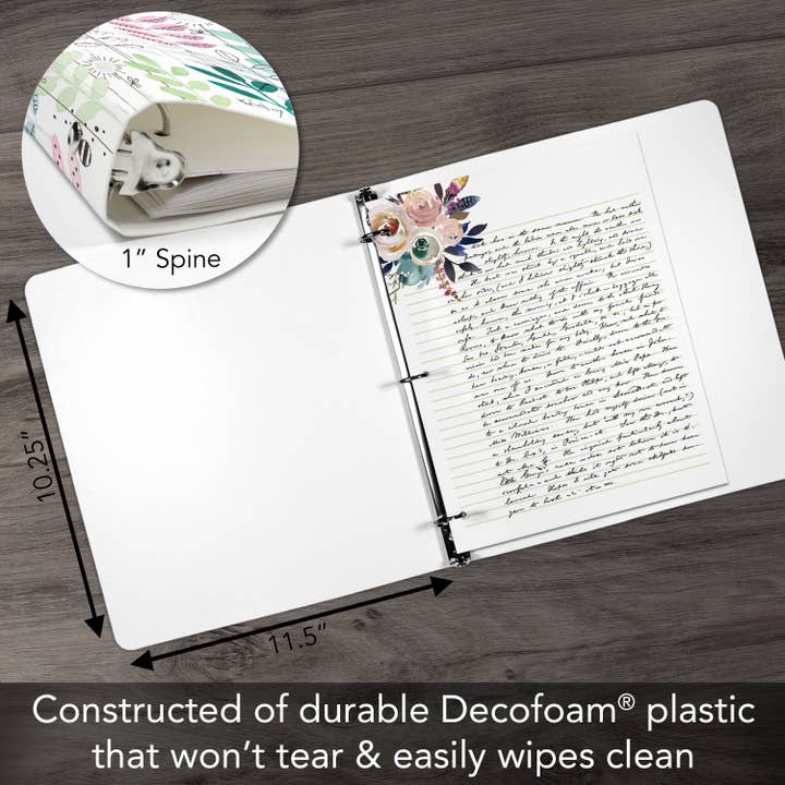 Conimar Promotions - Wholesale Binder - "Botanical Leaves" Decorative 3-Ring 1-inch Binder4