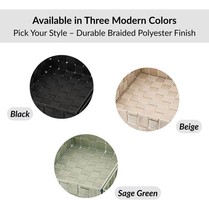 Evideco French Home Goods - Wholesale Drawer Organizer - 7-Piece Braided Polyester Drawer Divider Set - Beige3