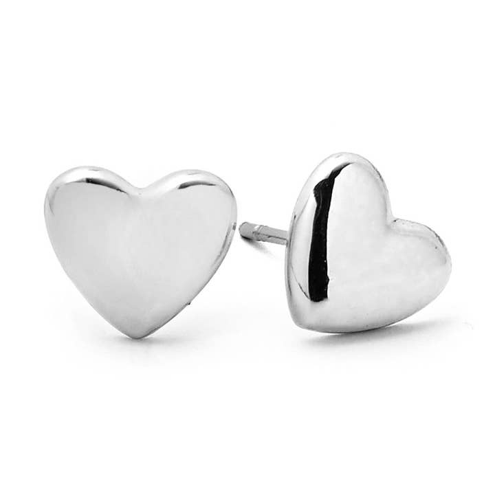 Silver “Sticker” Heart Stud Earrings for wholesale by Johannah Masters Collection