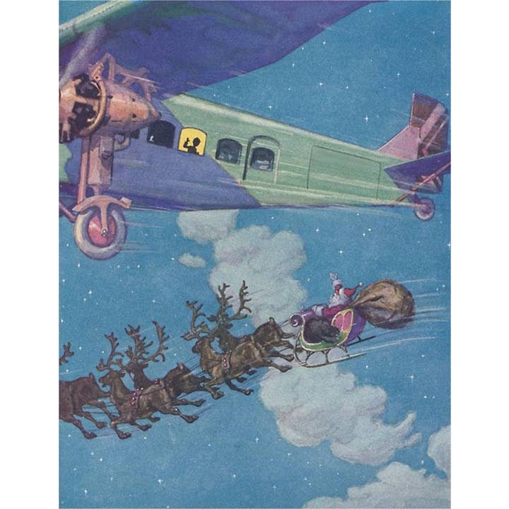 Postcard MC-883 Santa Waving to Airplane Passenger for wholesale by Found Image Press