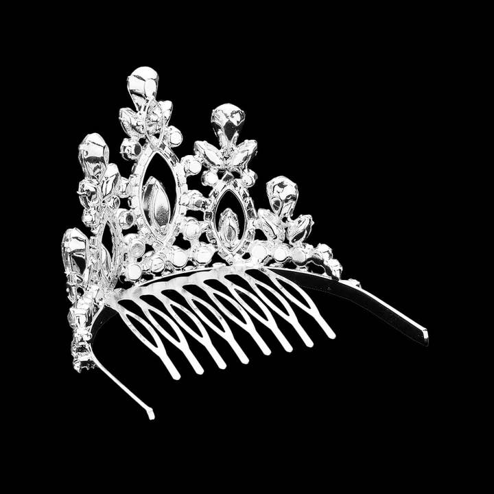 Sensibling Corp. - Wholesale Tiara - Women's - Marquise Teardrop Stone Cluster Embellished Princess Mini Tiara4