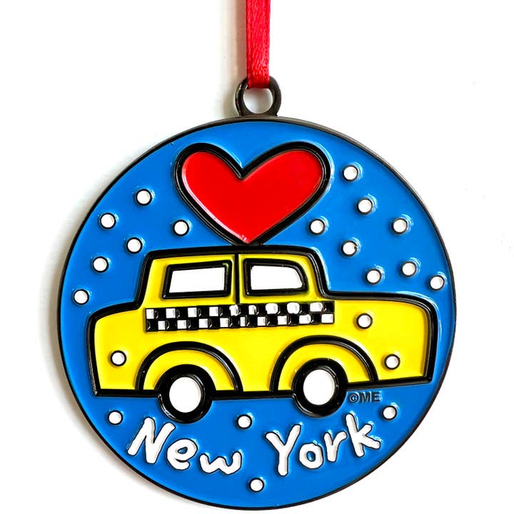 Mary Ellis - Wholesale Ornament - New York Christmas Ornament Holiday Taxi Cab Heart